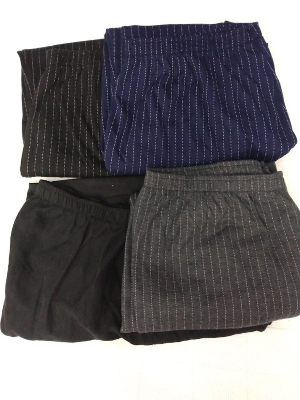 Lot of 4 Size 3X Pants Pull On Elastic Waist Pin Striped Cropped Black Gray Blue